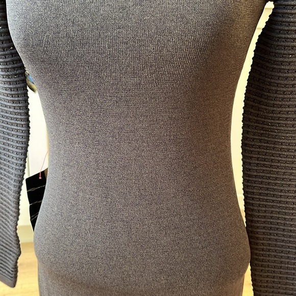 NWT Bebe black fitted knit sweater dress with rolled funnel neck and full lining - Picture 3 of 11